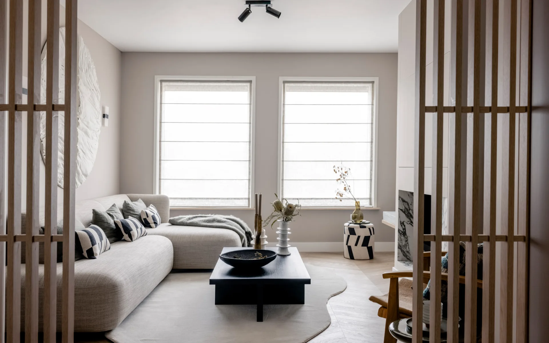 Vouwgordijnen voor in de woonkamer