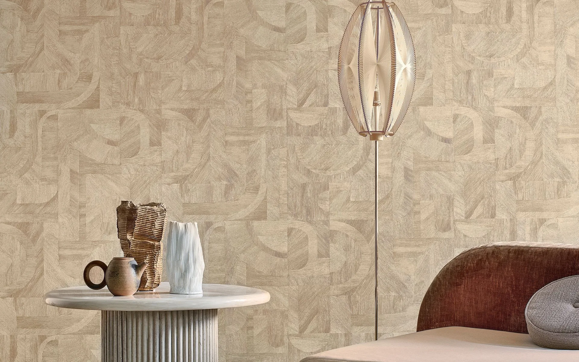 Casamance behang met patroon in de woonkamer