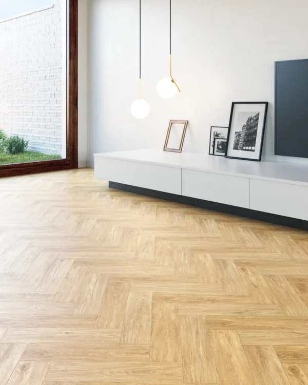 Een laminaat visgraat vloer in houtlook bij Aanhuis