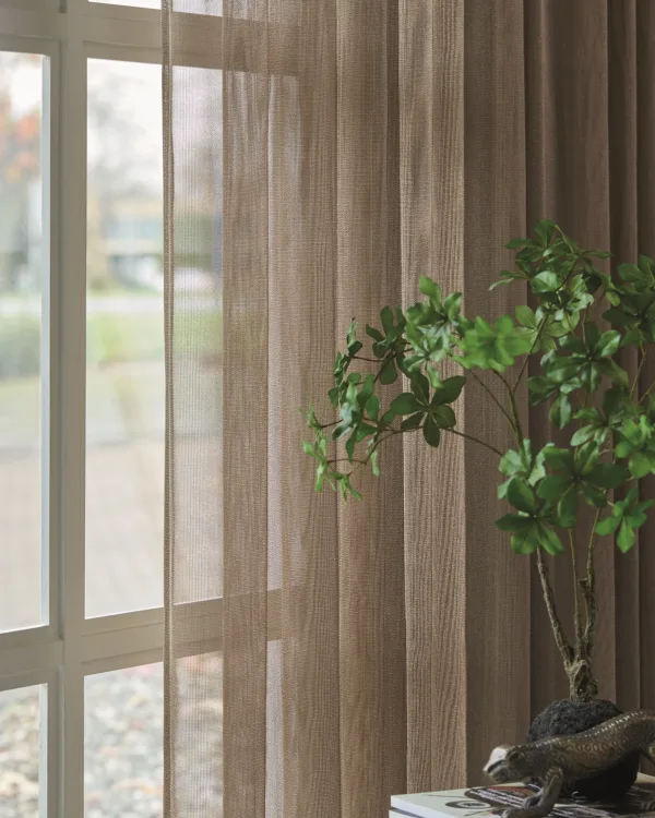 Gordijn Vitrage Eijffinger Shine zand bruin beige