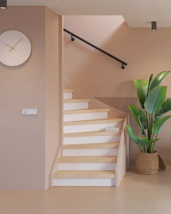 Open trap in de kleur beige eiken wit